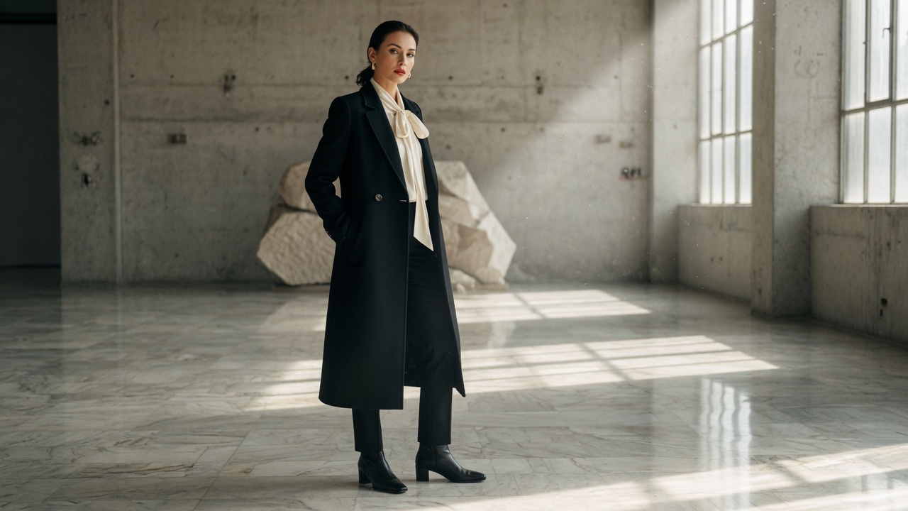 Glowrika Autumn Winter 2026 campaign — wool coat in the city